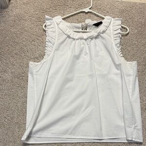J. Crew White Ruffle Trim Blouse